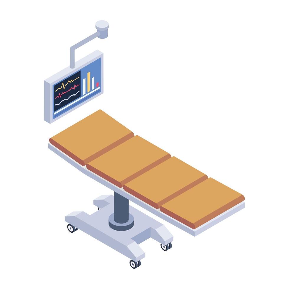 letto e tavolo ecg vettore