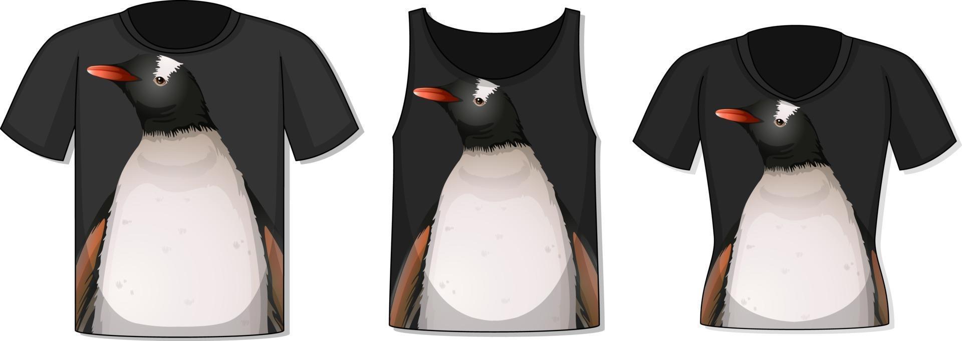 parte anteriore della t-shirt con modello di pinguino vettore