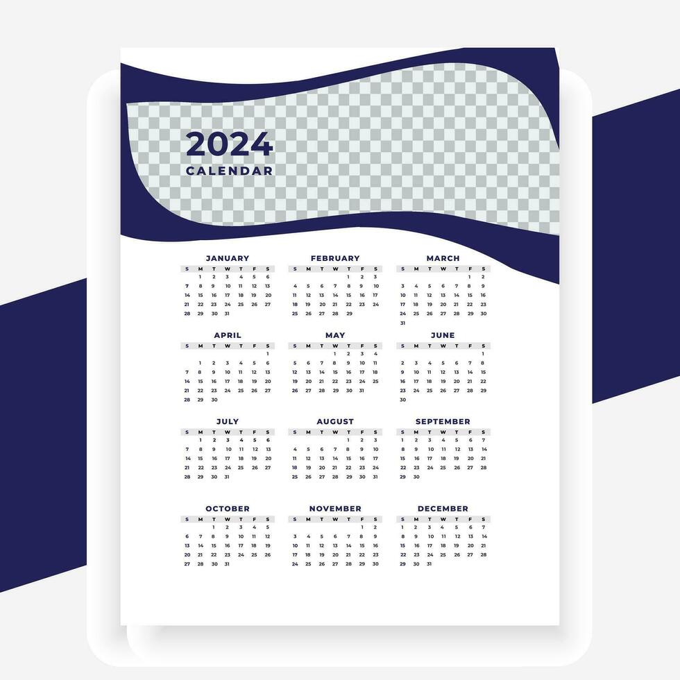 vettore moderno stile nuovo anno 2024 calendario modello