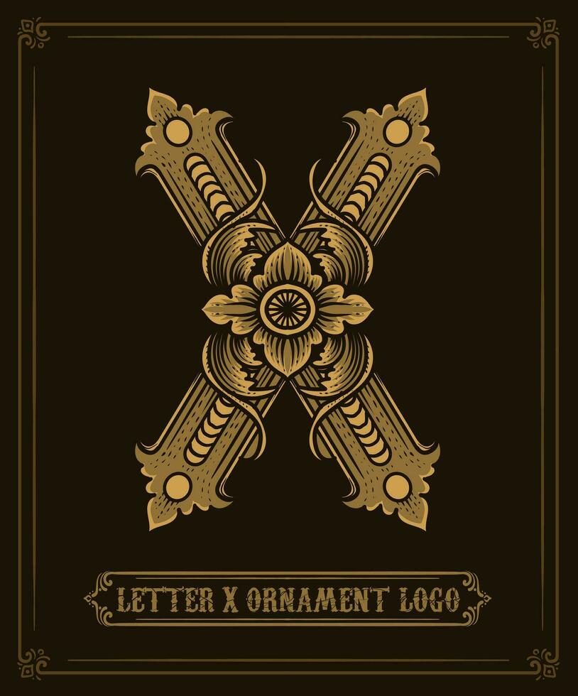 Vintage ▾ ornamento logo lettera X - vettore logo