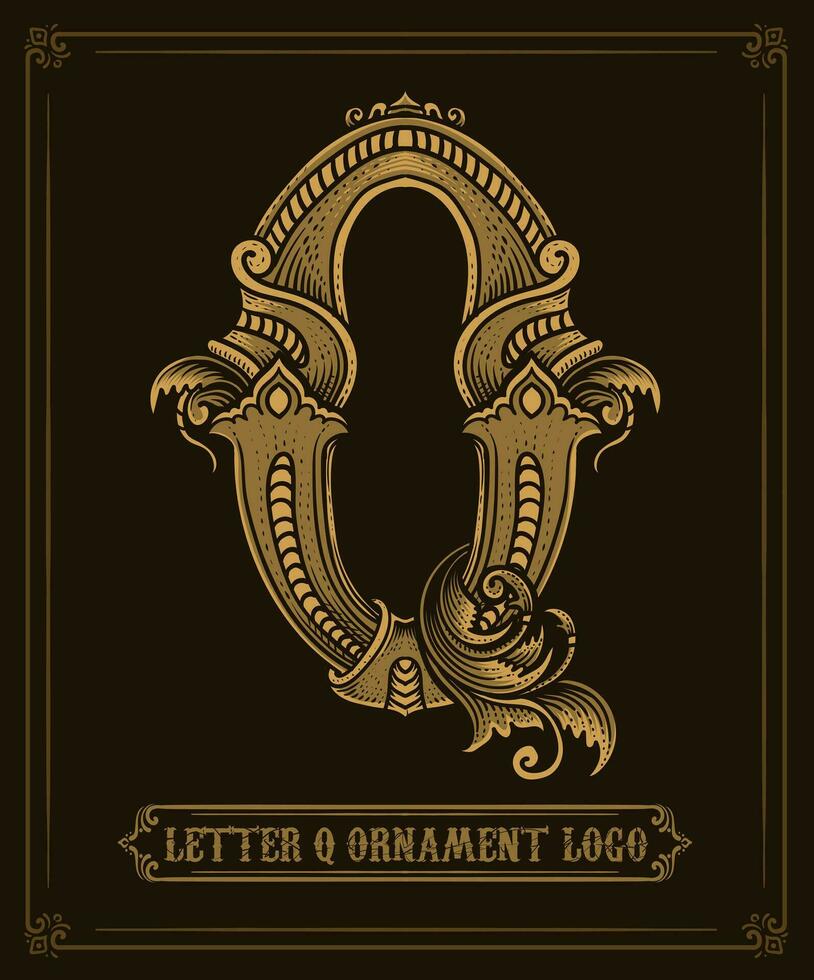 Vintage ▾ ornamento logo lettera q - vettore logo