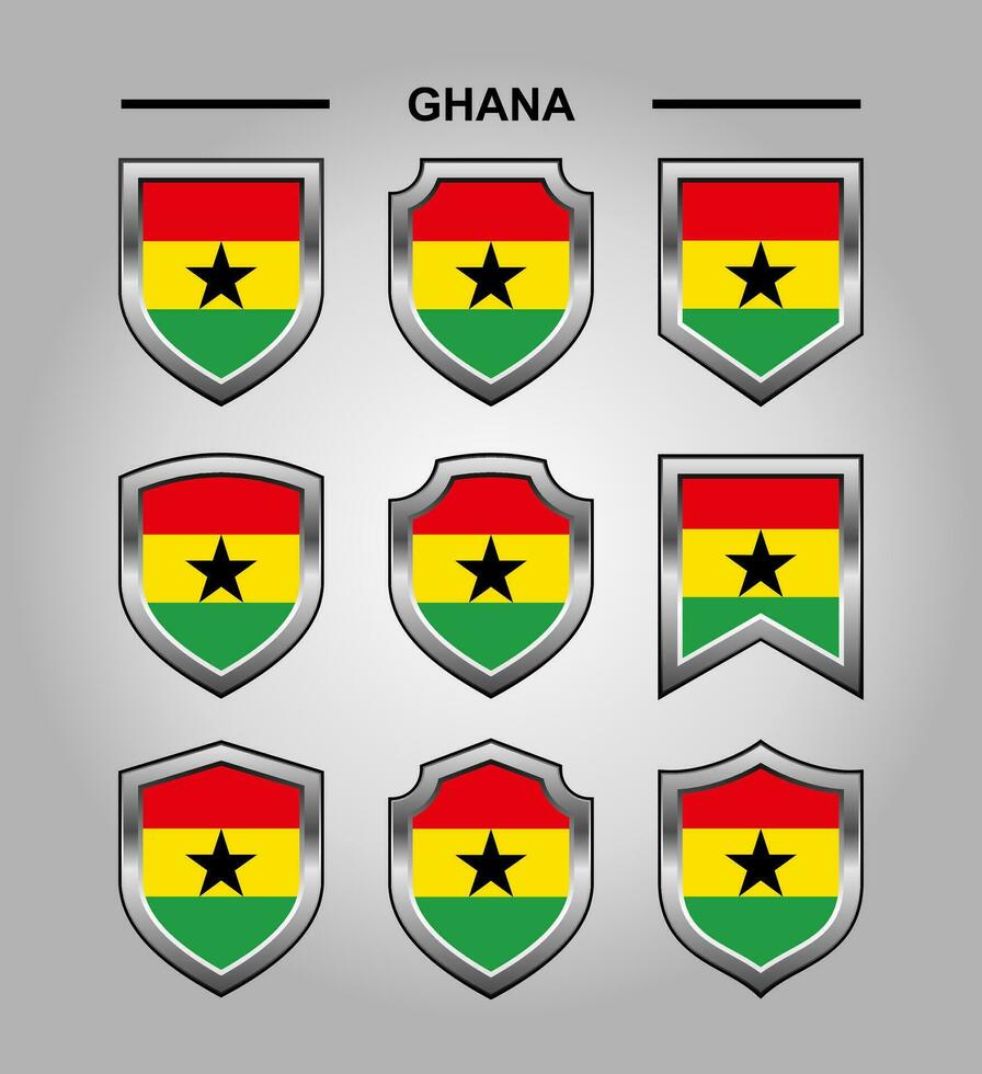 Ghana nazionale emblemi bandiera e lusso scudo vettore