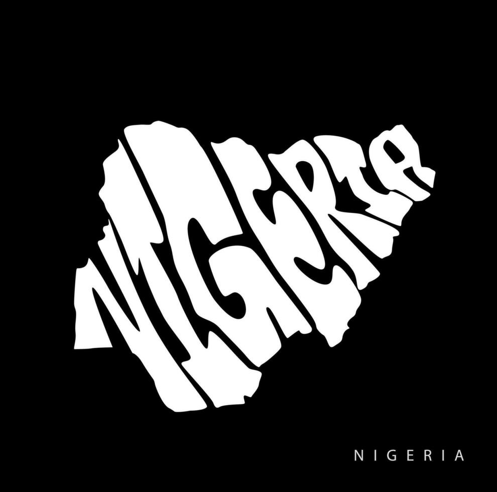 Nigeria carta geografica tipografia con nero e bianca colore. vettore