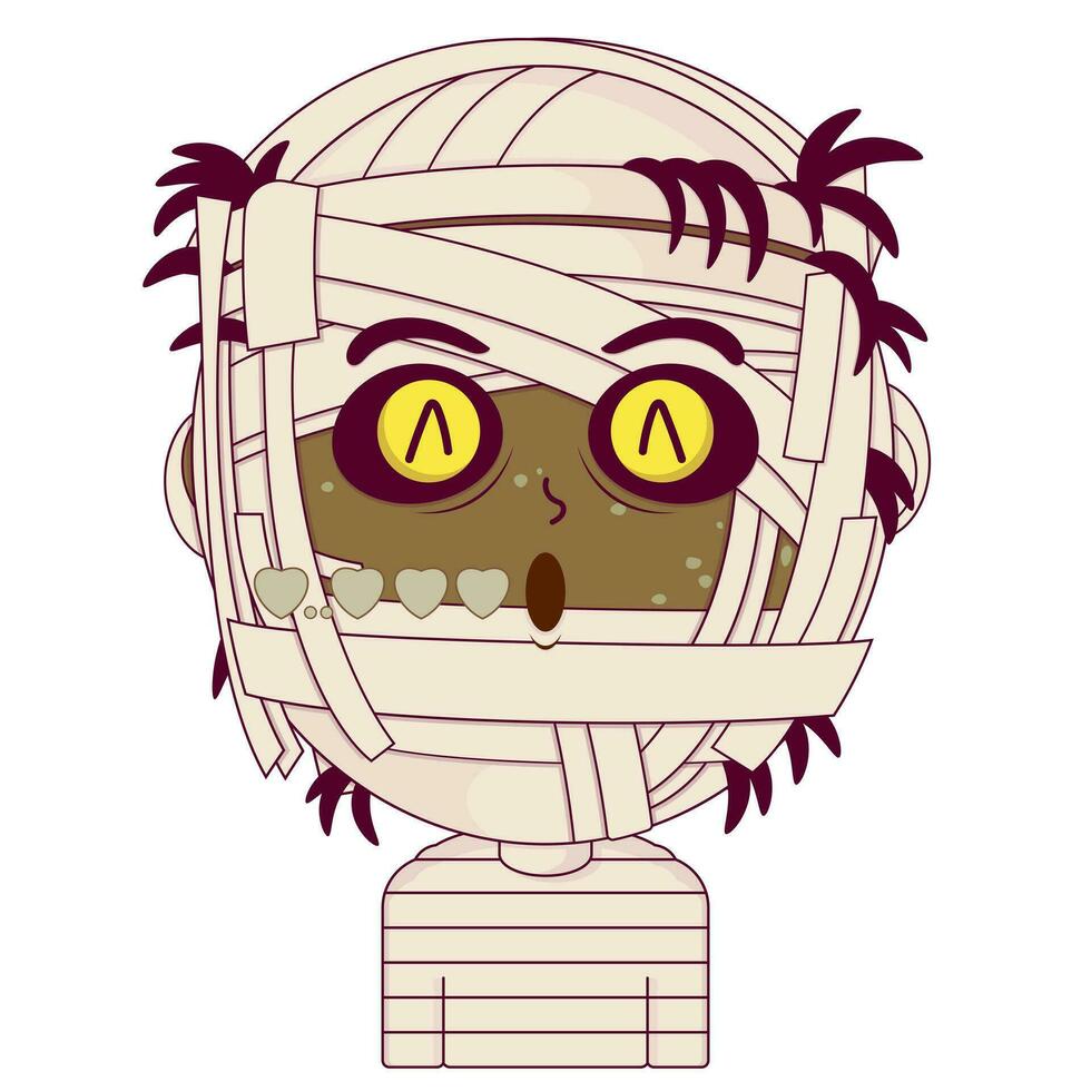 mummia fischio amore viso cartone animato carino vettore