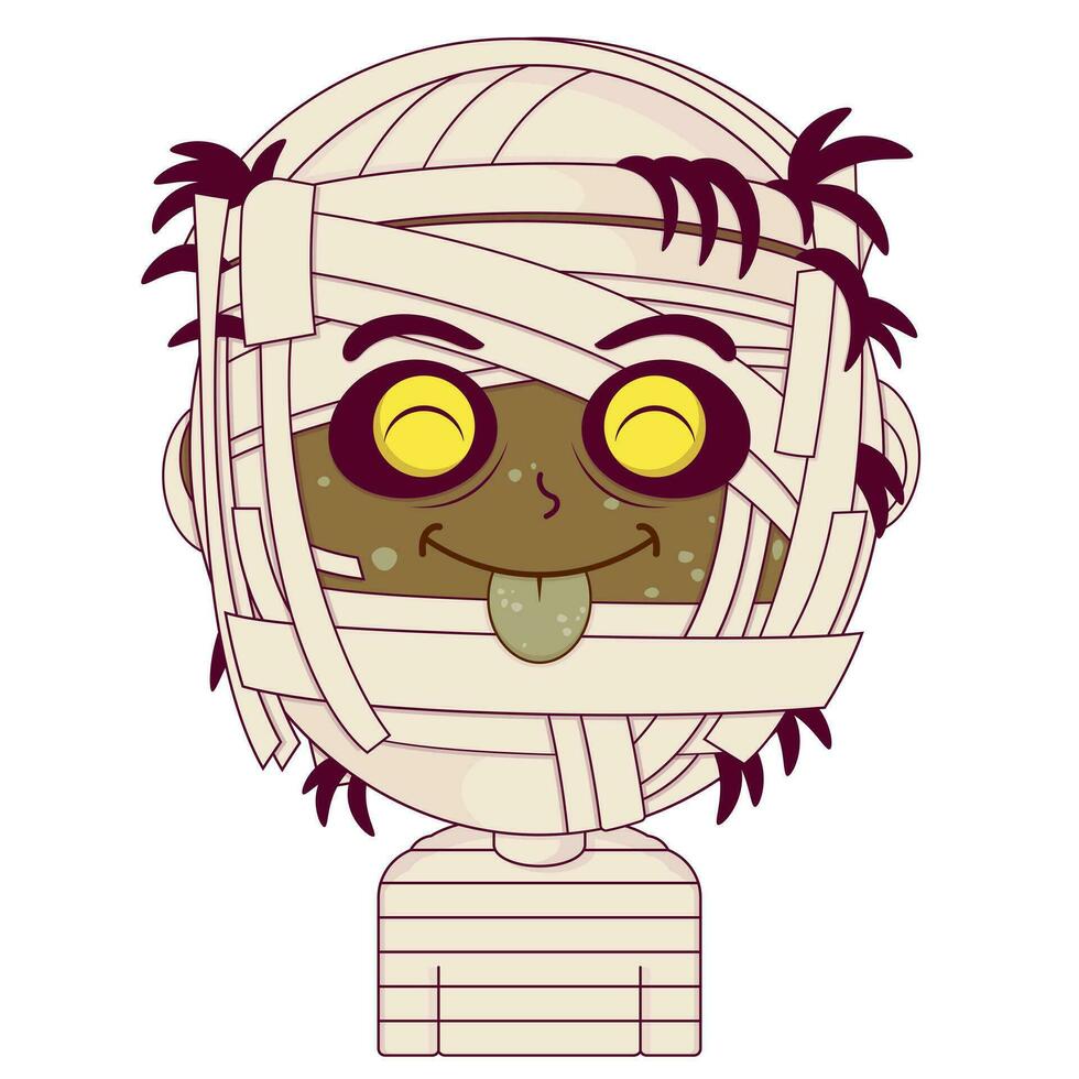 mummia giocoso viso cartone animato carino vettore