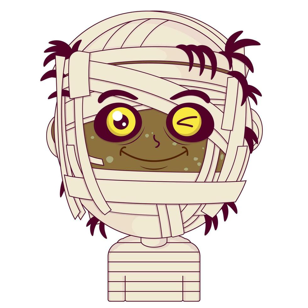 mummia Sorridi viso cartone animato carino vettore