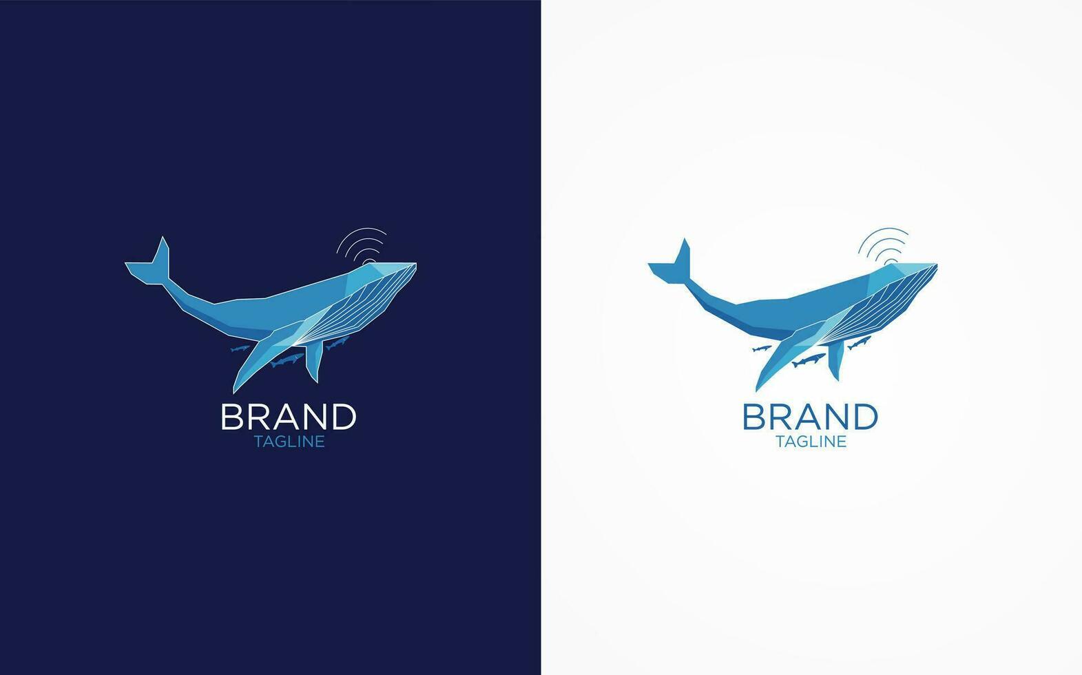 un' blu balena logo e un' bianca e blu logo vettore