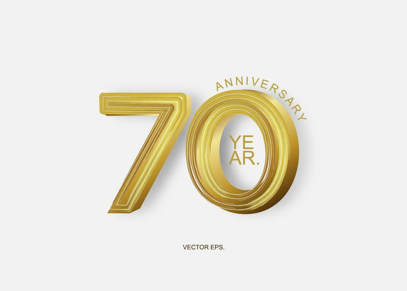 70 ° anniversario logo con oro numero 70 vettore