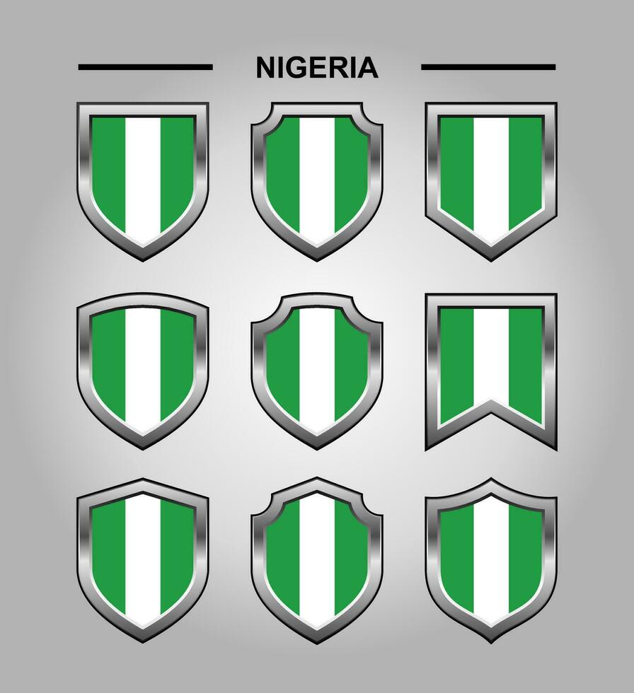 Nigeria nazionale emblemi bandiera e lusso scudo vettore