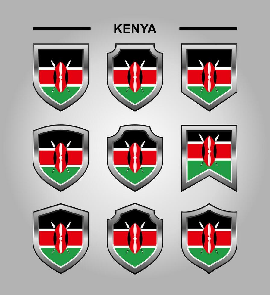 Kenia nazionale emblemi bandiera e lusso scudo vettore