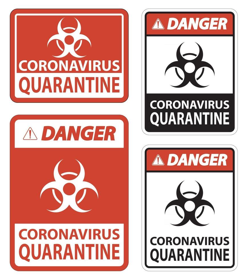 pericolo coronavirus quarantena segno isolato su sfondo bianco, illustrazione vettoriale eps.10