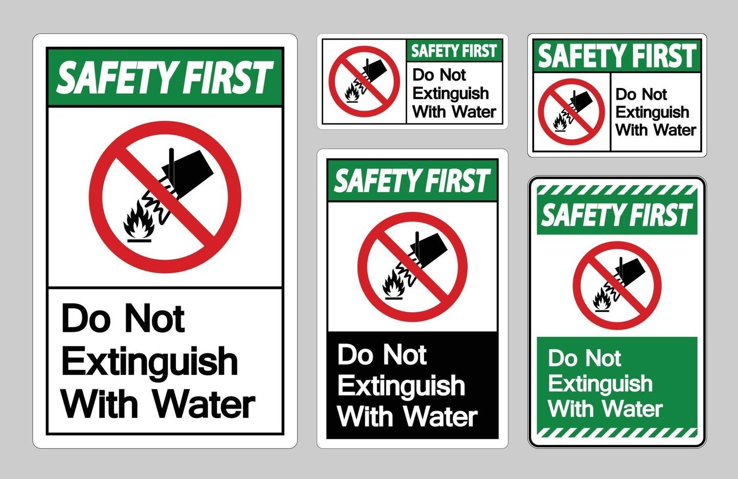 sicurezza prima non spegnere con il segno simbolo dell'acqua su sfondo bianco vettore