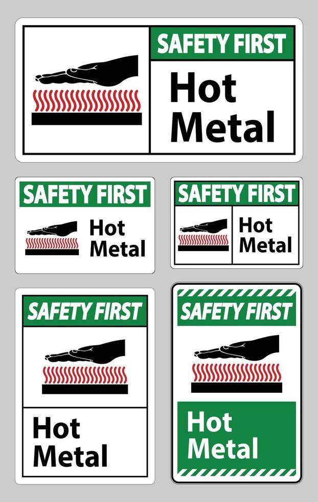 sicurezza primo simbolo di metallo caldo segno isolato su sfondo bianco vettore