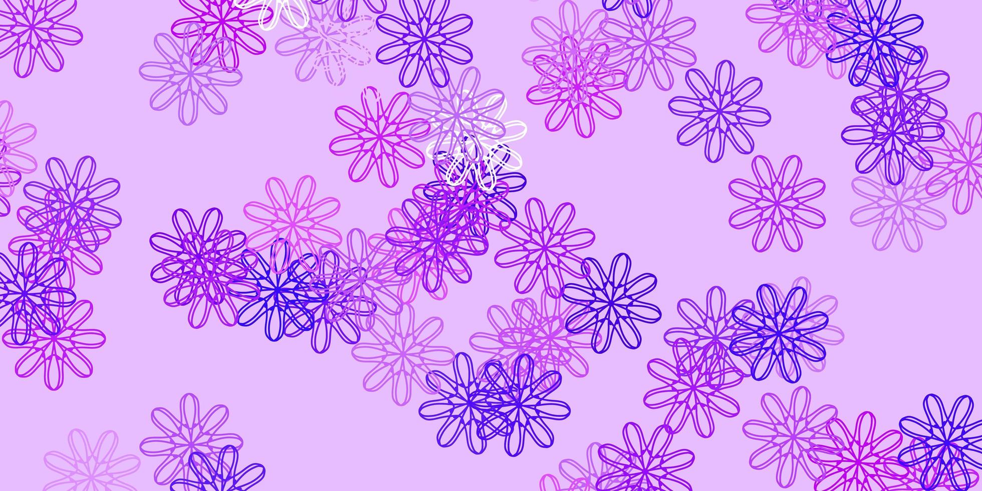 sfondo doodle vettoriale viola chiaro con fiori.