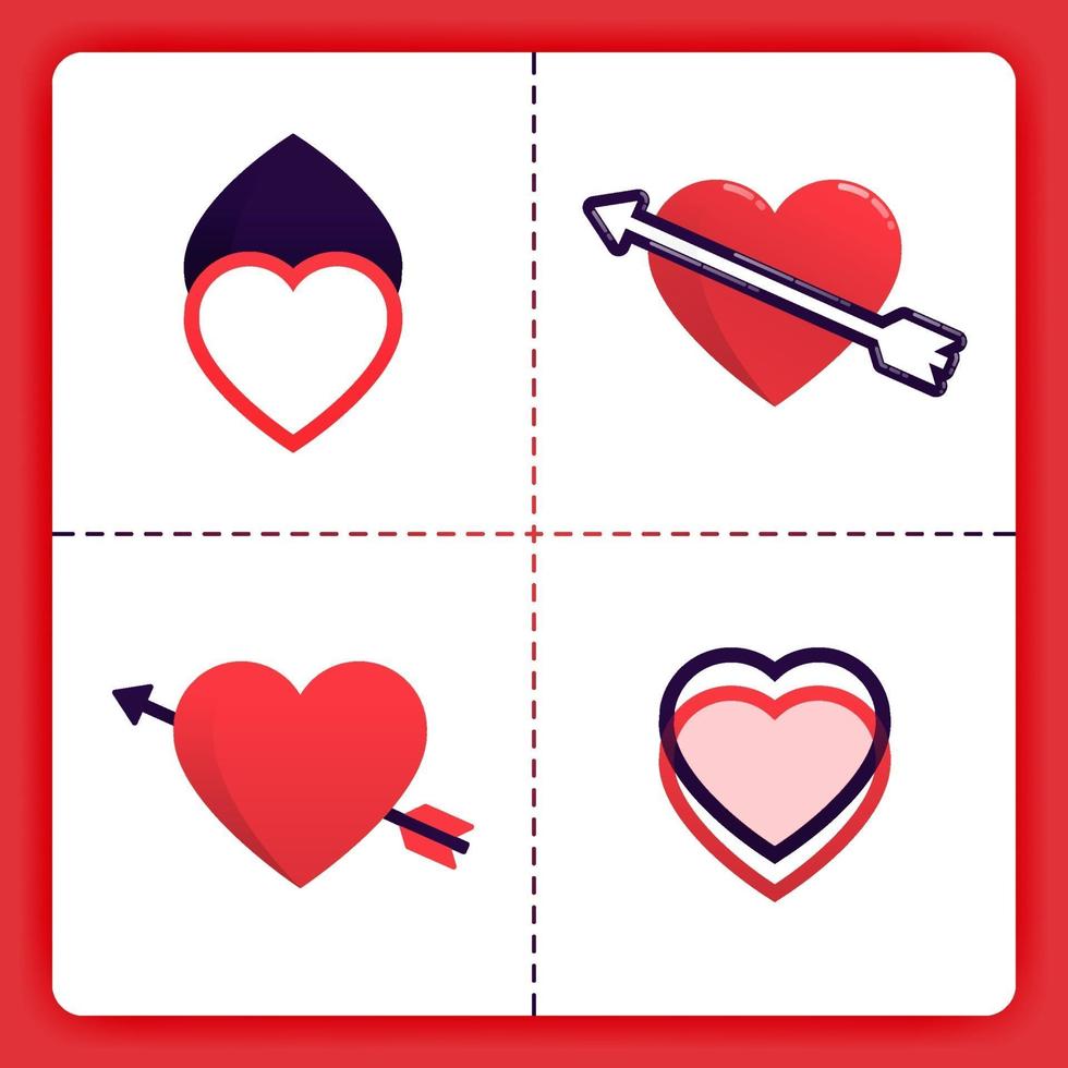 il logo dell'amore con linee collegate sovrapposte e frecce perforanti può essere utilizzato per affari romantici organizzatore di matrimoni agenzia di incontri per inviti per ragazze di San Valentino vettore