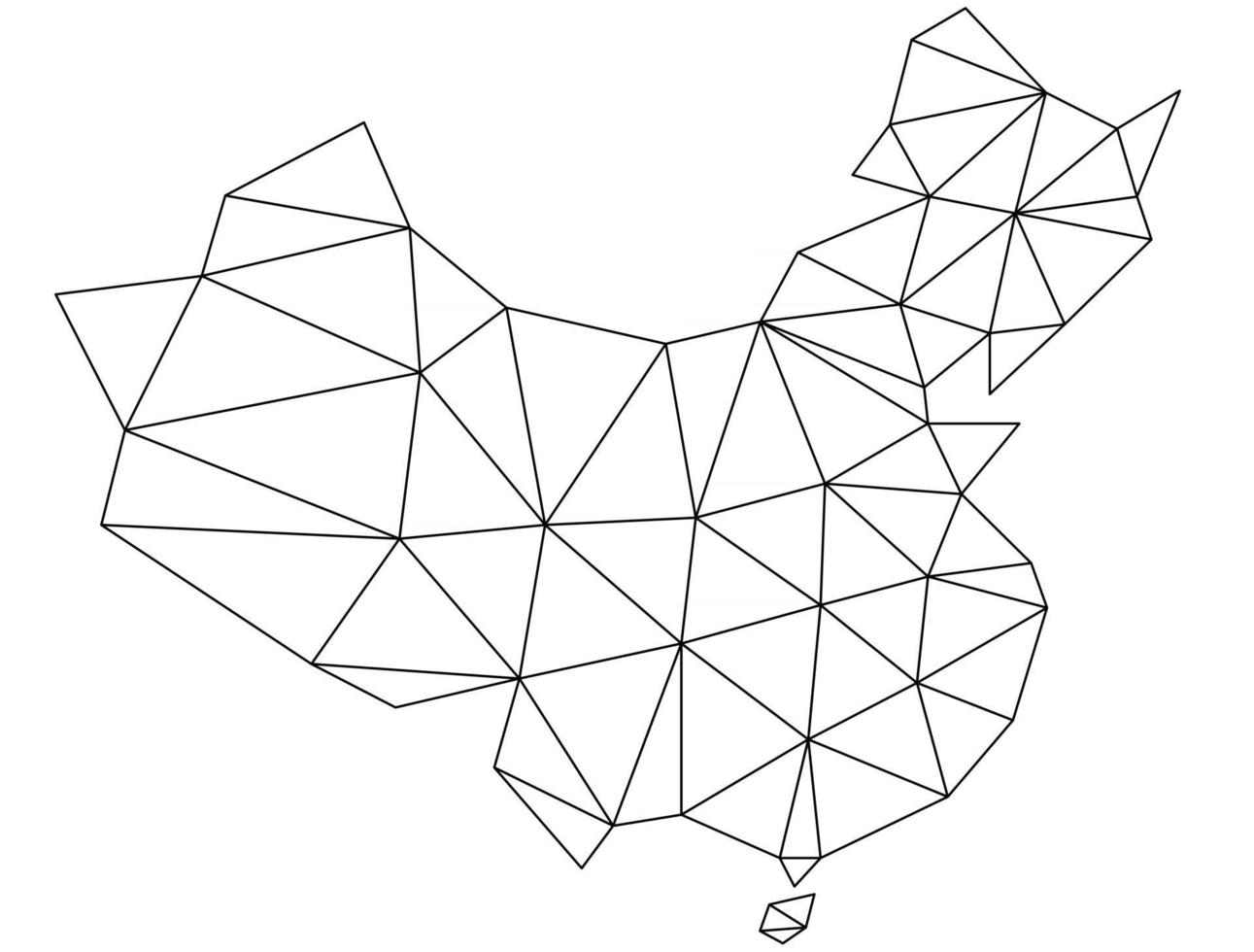mappa del mondo di vettore della Cina poligonale su sfondo bianco.
