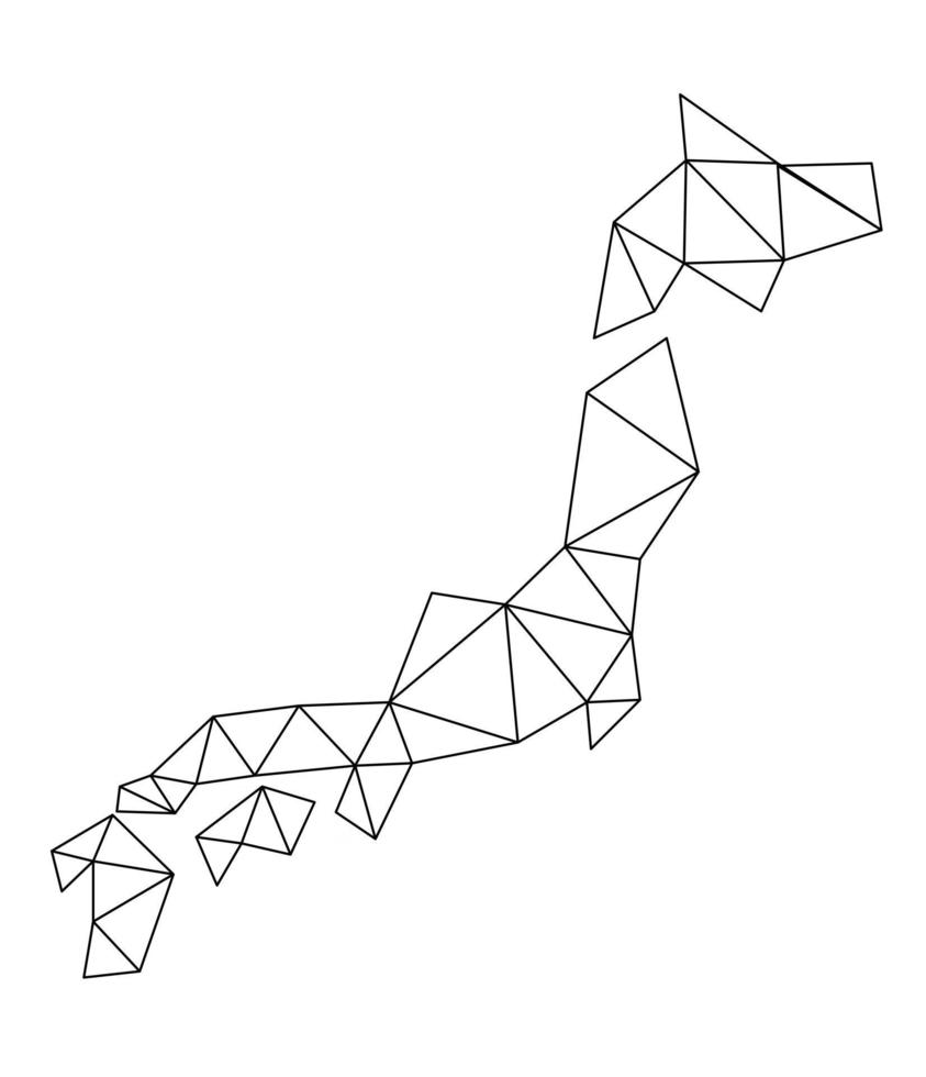 mappa del mondo di vettore del giappone poligonale su sfondo bianco.
