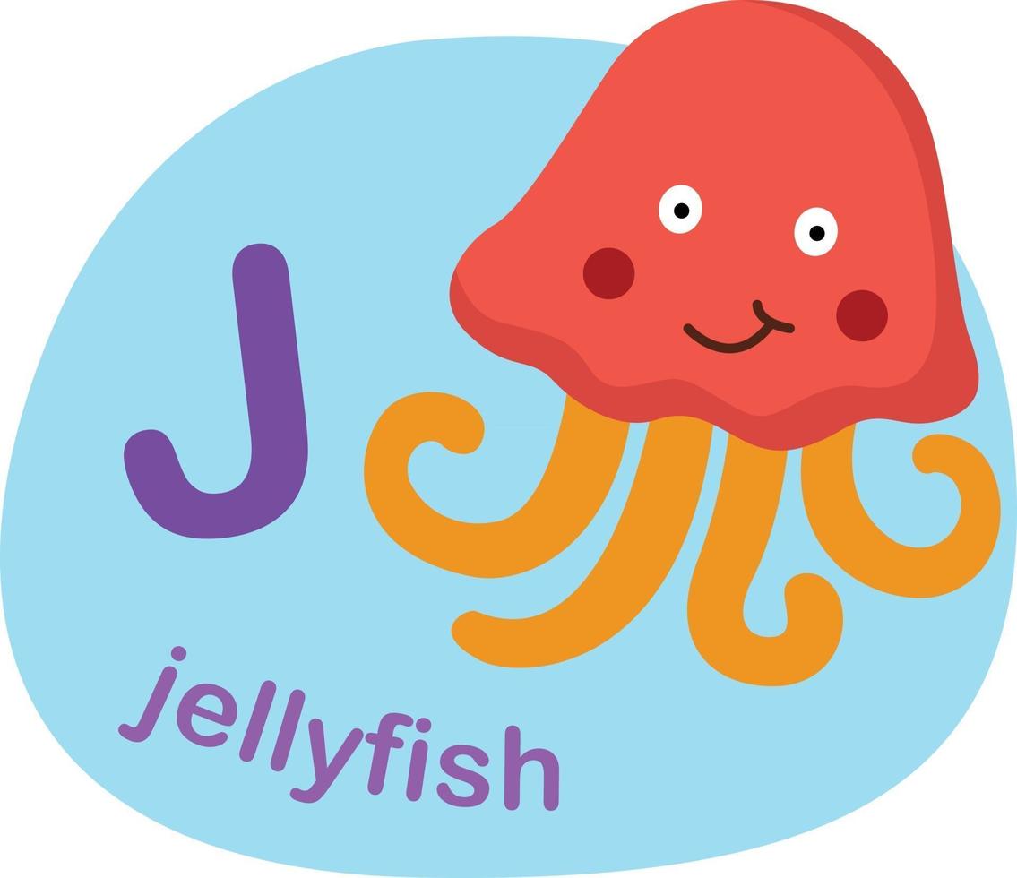 illustrazione isolato alfabeto lettera j-medusa illustrazione vettoriale