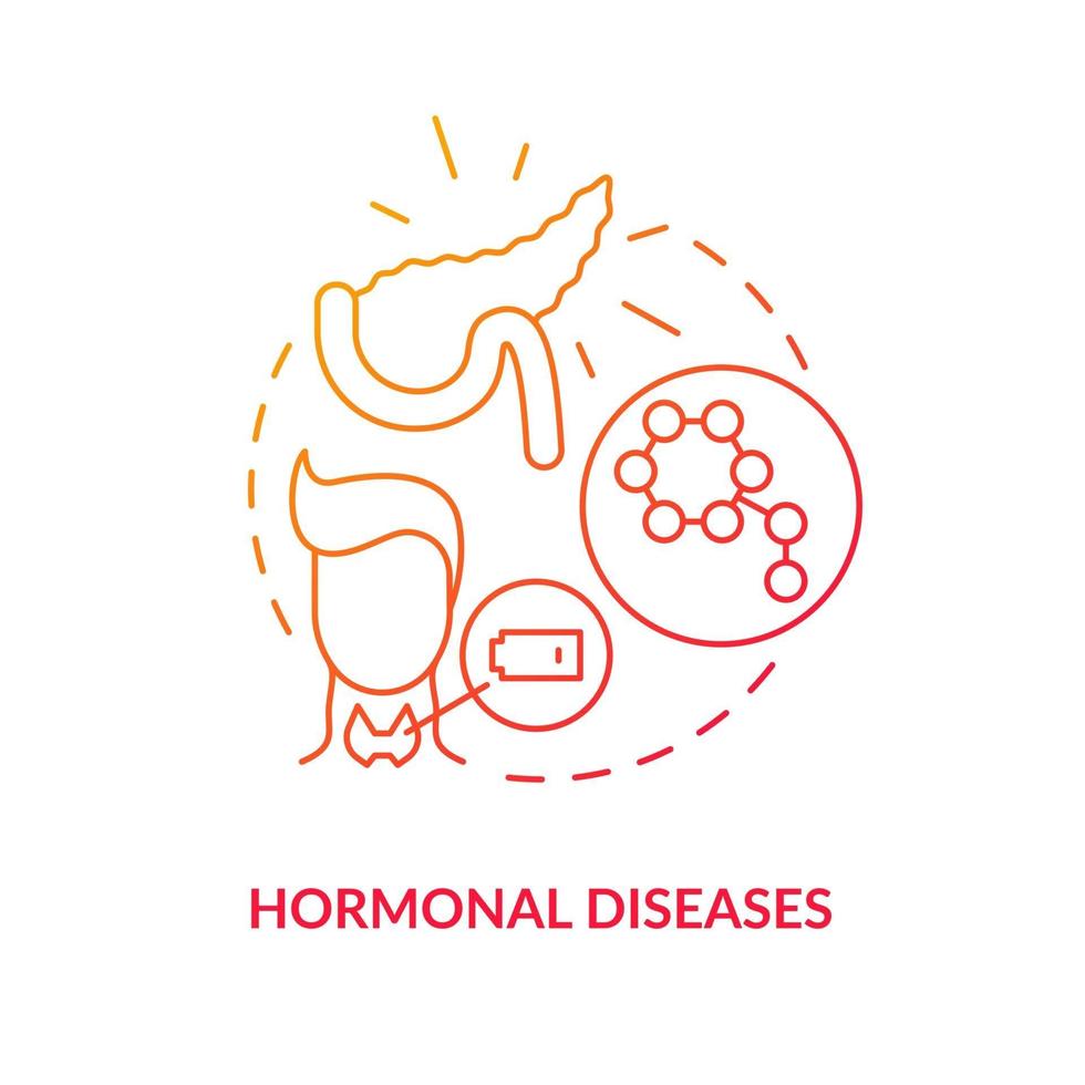 icona del concetto di malattie ormonali. problemi nel corpo umano. farmaci per il trattamento delle persone. cura medica idea astratta linea sottile illustrazione. disegno a colori di contorno isolato vettoriale