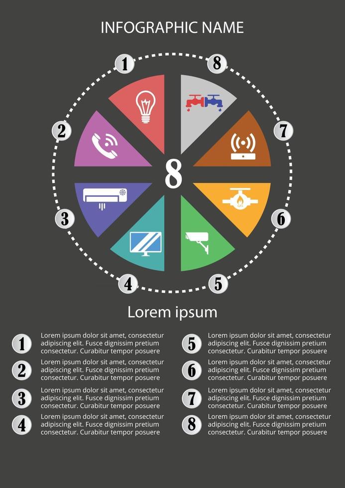 modello di infografica con 8 opzioni vettore