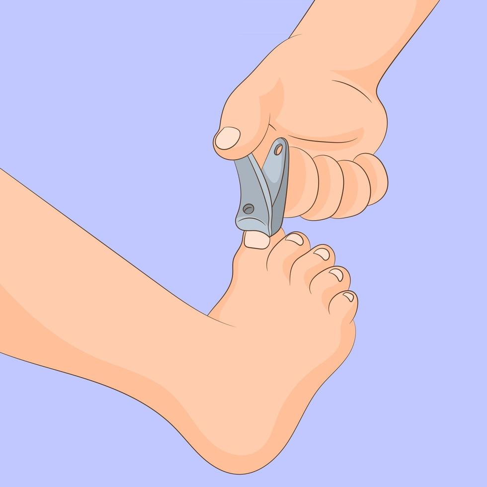 taglio delle unghie dei piedi con un cutter with vettore