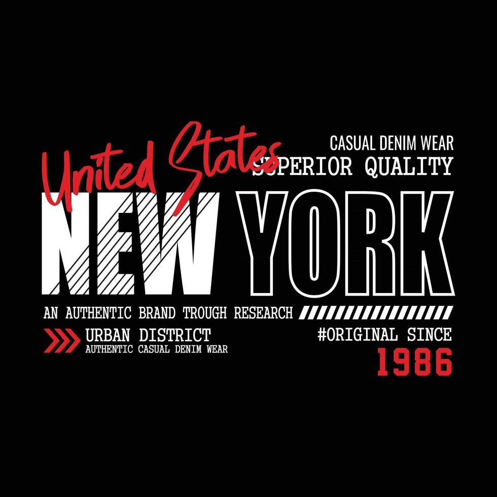 new york city abbigliamento urbano streetwear tipografia design vettore