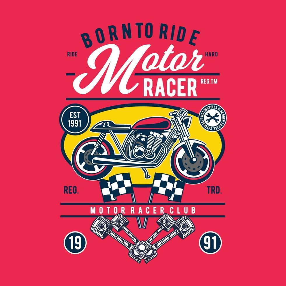 design distintivo vintage da motociclista vettore