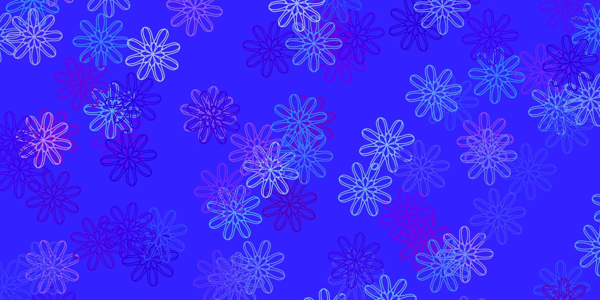 modello di doodle vettoriale azzurro, rosso con fiori.