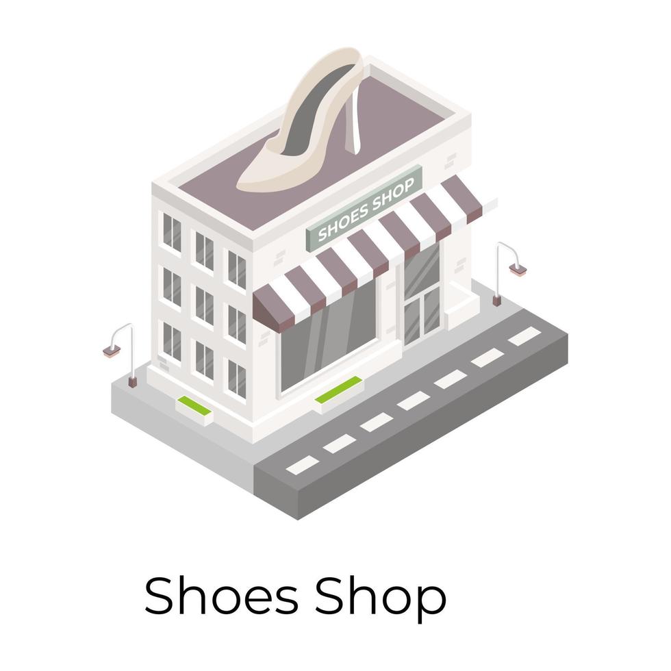 costruzione di un negozio di scarpe vettore