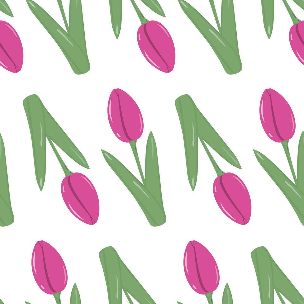 astratto senza soluzione di continuità modello di colorato fioritura luminosa rosa tulipani nel di moda sfumature. Ciao primavera vettore