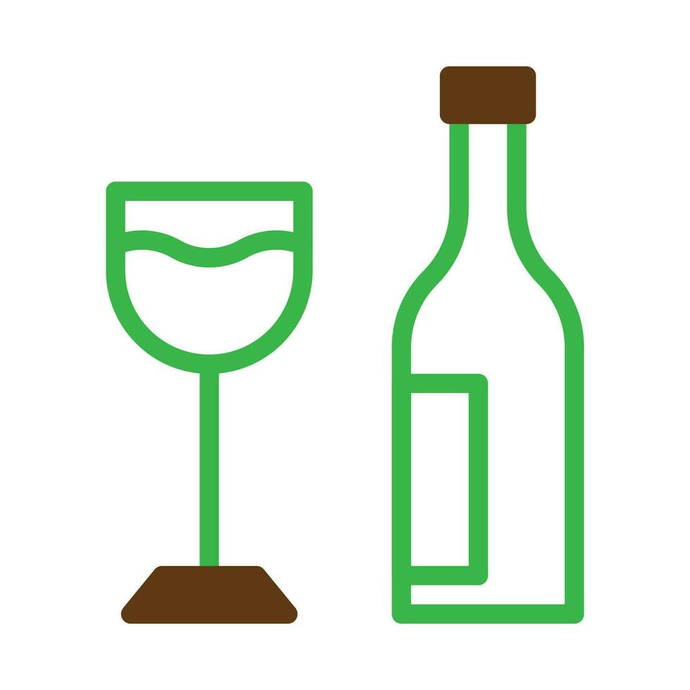 bicchiere vino icona duotone verde Marrone colore Pasqua simbolo illustrazione. vettore