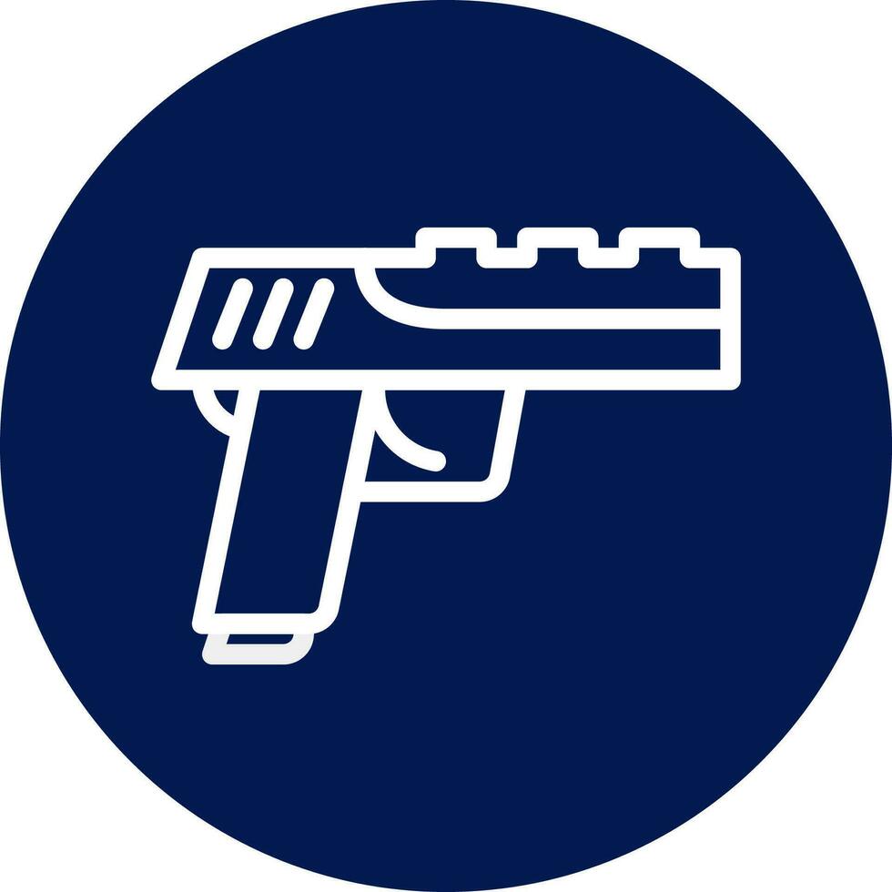 pistola icona arrotondato blu bianca colore militare simbolo Perfetto. vettore