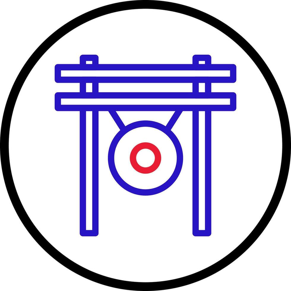 gong icona linea arrotondato rosso blu colore Cinese nuovo anno simbolo Perfetto. vettore