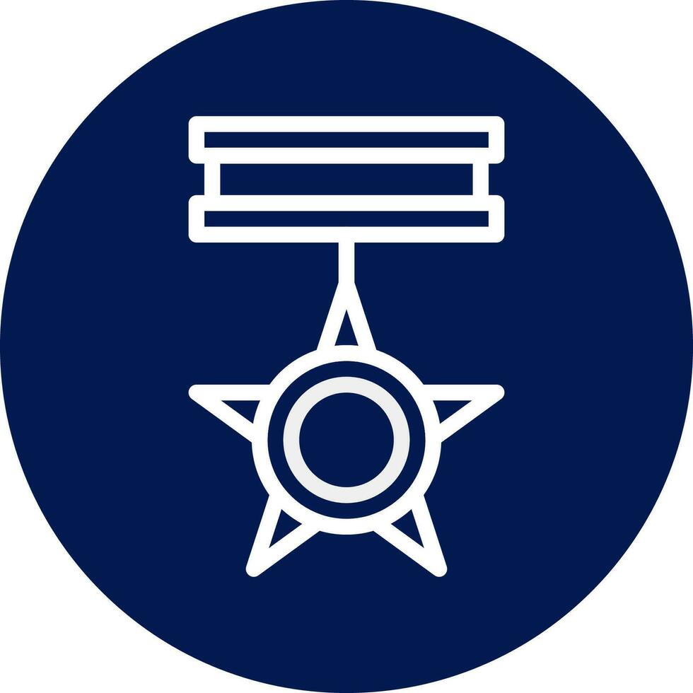 medaglia icona arrotondato blu bianca colore militare simbolo Perfetto. vettore