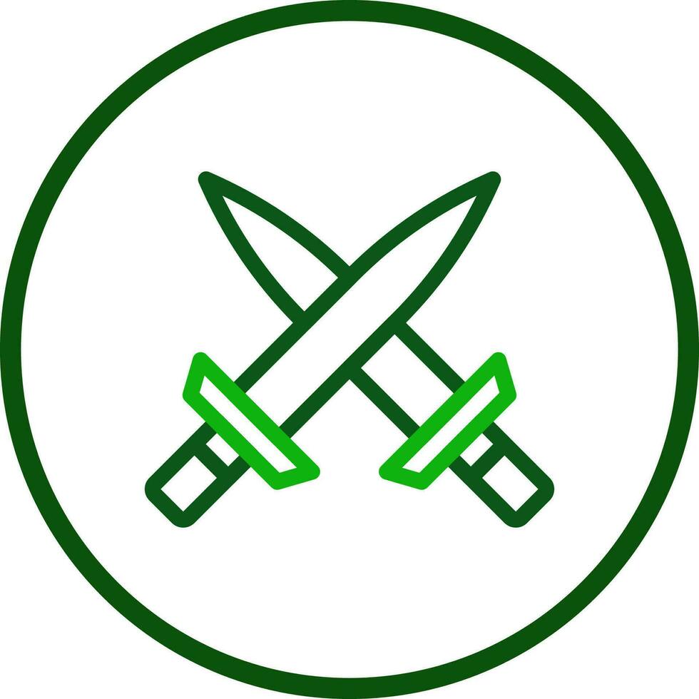 spada icona linea arrotondato verde colore militare simbolo Perfetto. vettore