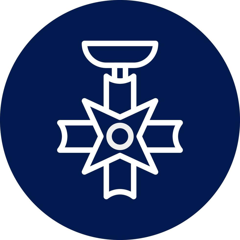 medaglia icona arrotondato blu bianca colore militare simbolo Perfetto. vettore