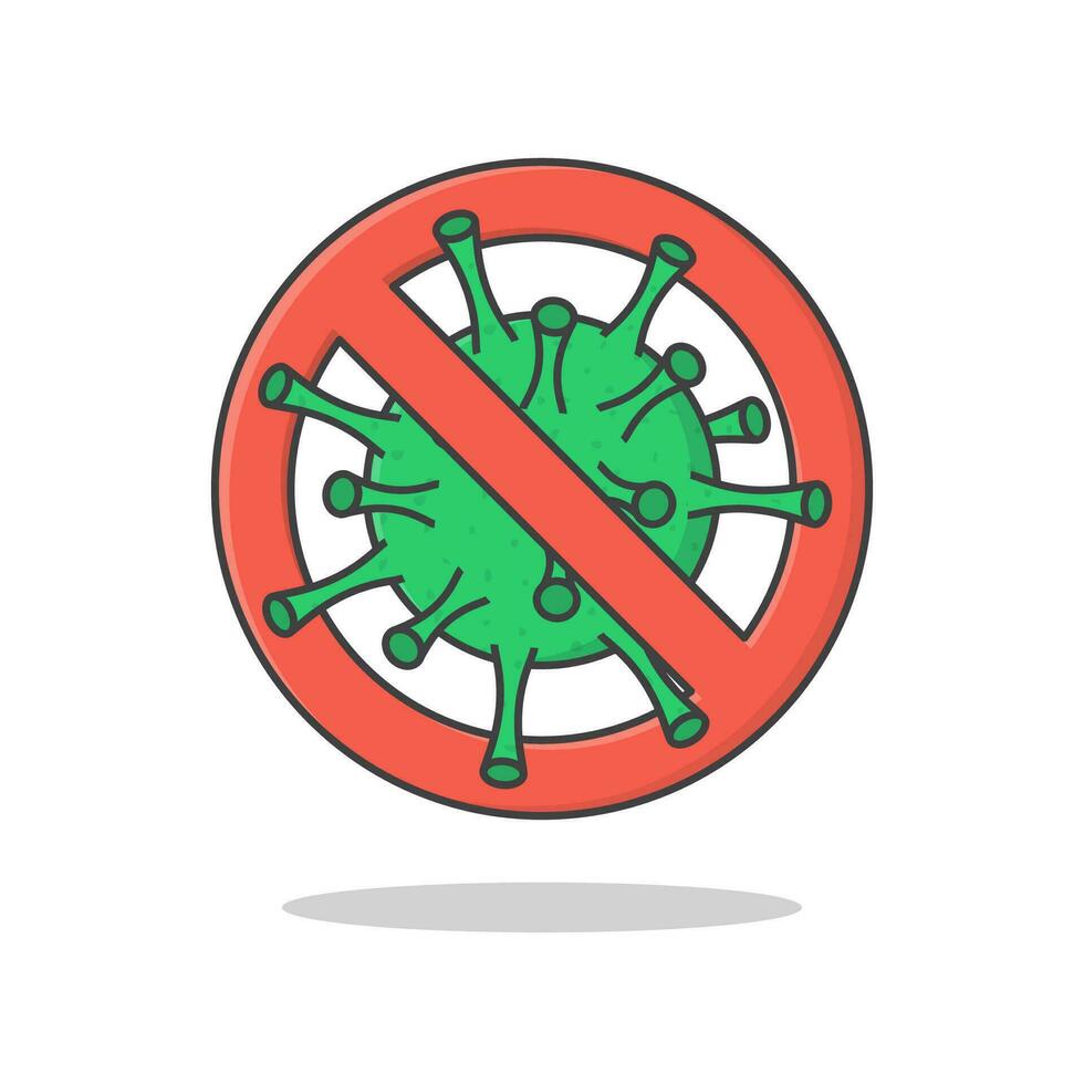 fermare corona virus cartello e simbolo vettore icona illustrazione. coronavirus icona con rosso vietare cartello piatto icona