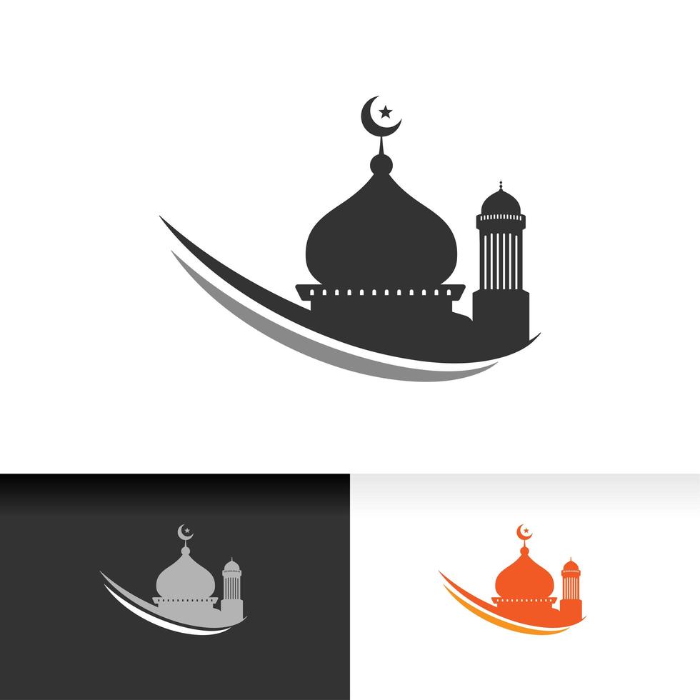 modello di progettazione dell'illustrazione di vettore di logo della siluetta dell'icona della siluetta della moschea