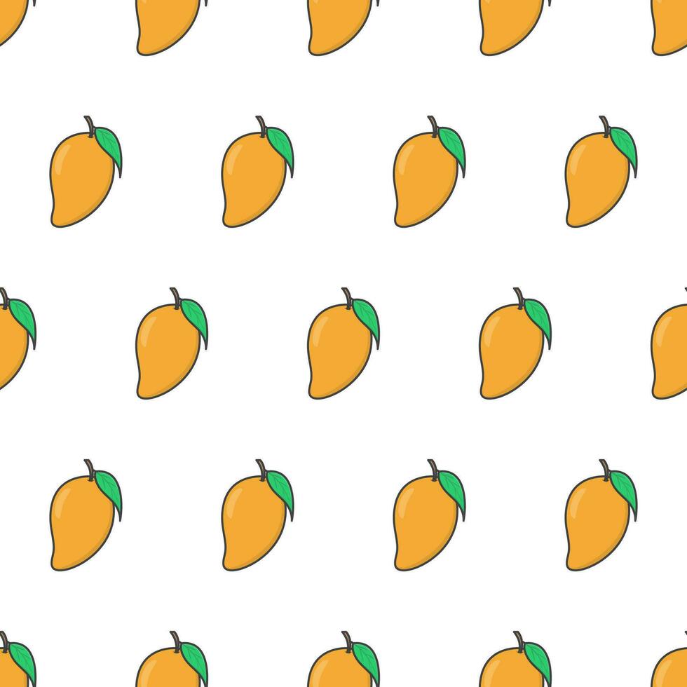 Mango frutta senza soluzione di continuità modello su un' bianca sfondo. fresco Mango tema vettore illustrazione