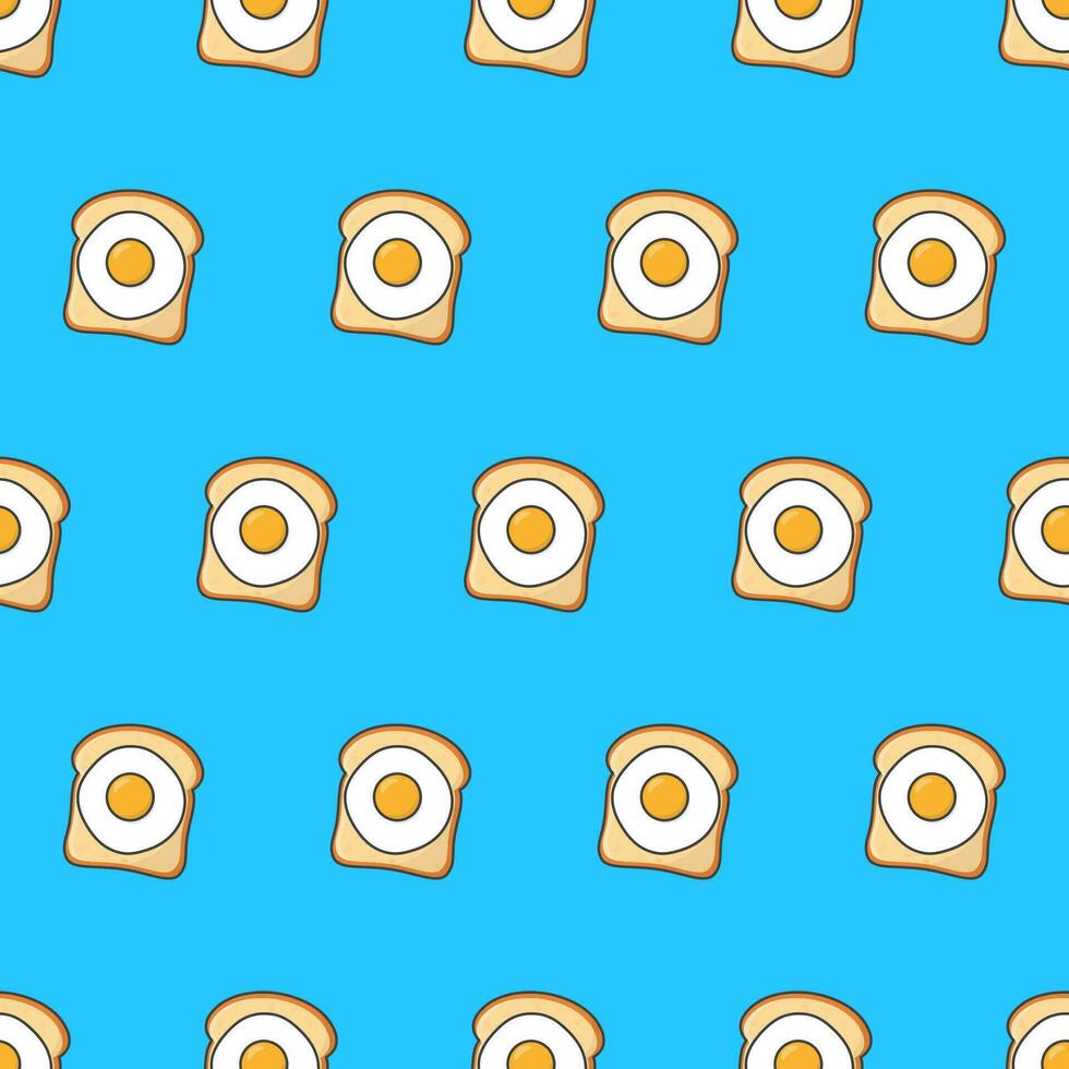 crostini pane con uovo senza soluzione di continuità modello su un' blu sfondo. cibo tema vettore illustrazione