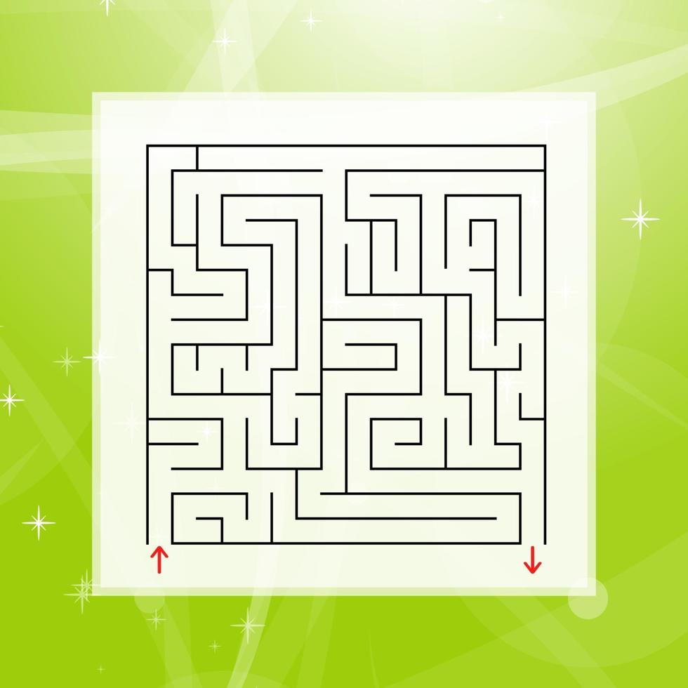 un labirinto quadrato un gioco interessante e utile per bambini e adulti. semplice illustrazione vettoriale piatto su uno sfondo astratto colorato.