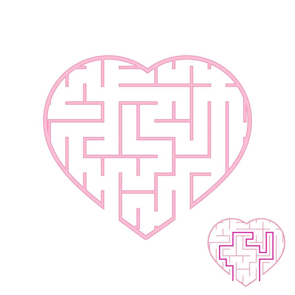 labirinto con tratto rosa. bel cuore. un gioco per bambini. semplice illustrazione vettoriale piatto isolato su sfondo bianco. con la risposta.