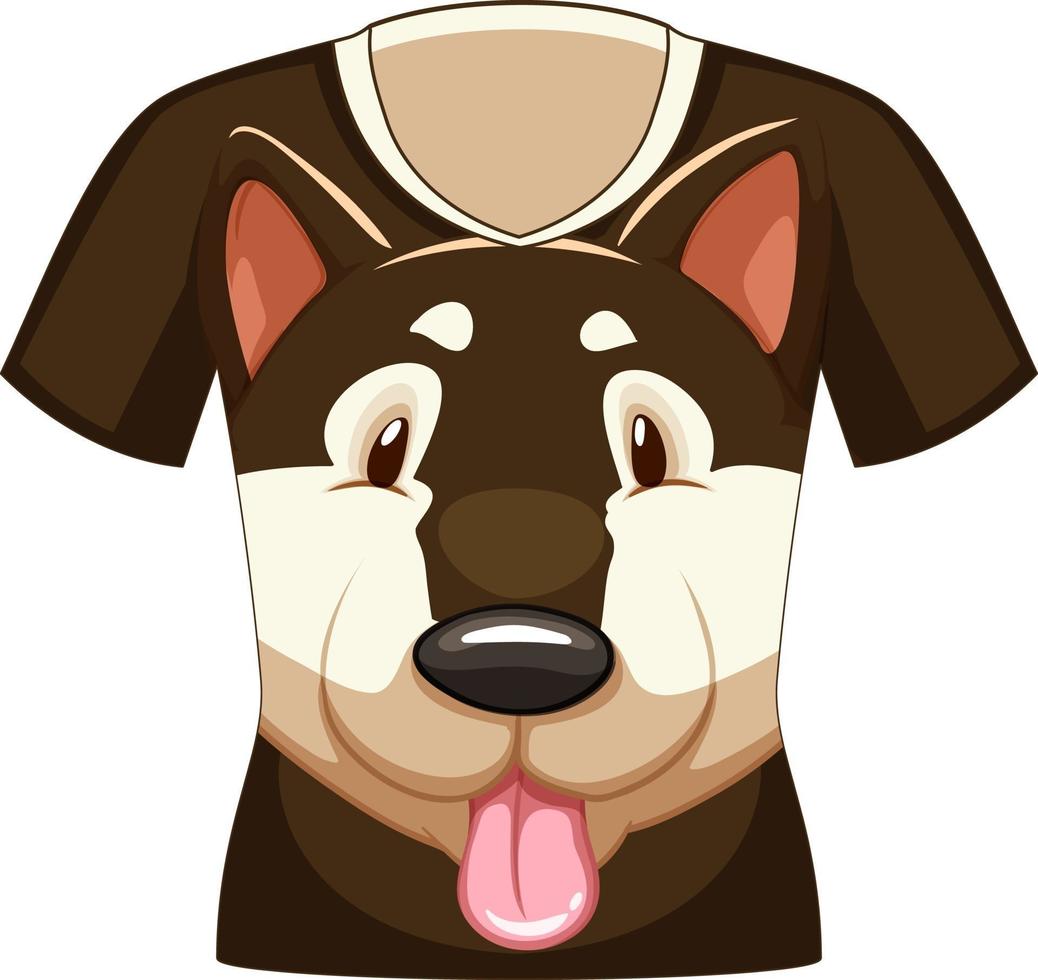 parte anteriore della t-shirt con motivo di cane shiba vettore