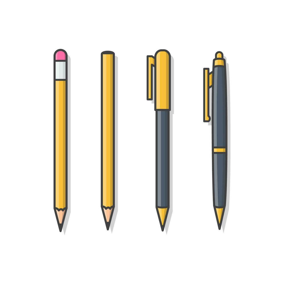 matita e penna vettore icona illustrazione. scuola e ufficio icona