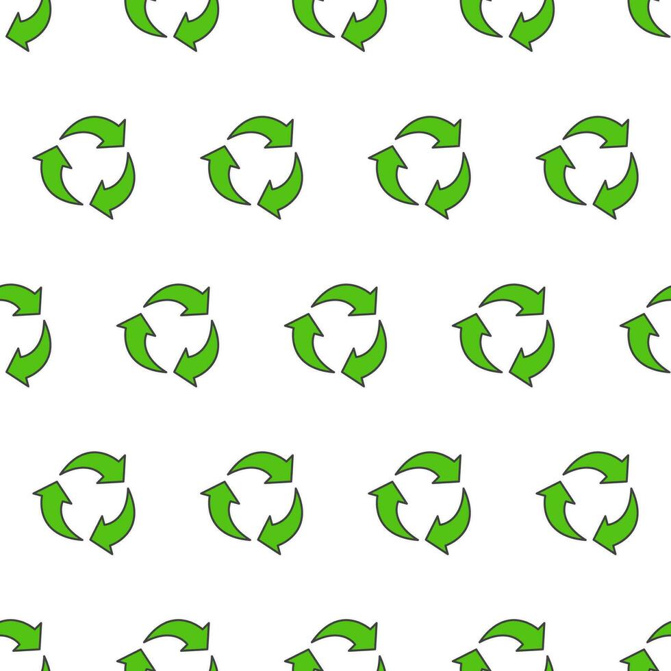 riciclare triangolo senza soluzione di continuità modello su un' bianca sfondo. eco verde riciclato icona vettore illustrazione