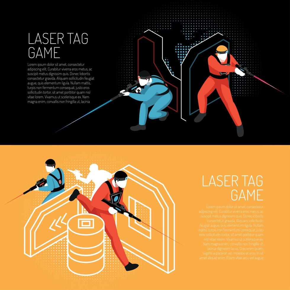 illustrazione vettoriale di banner isometrica laser tag