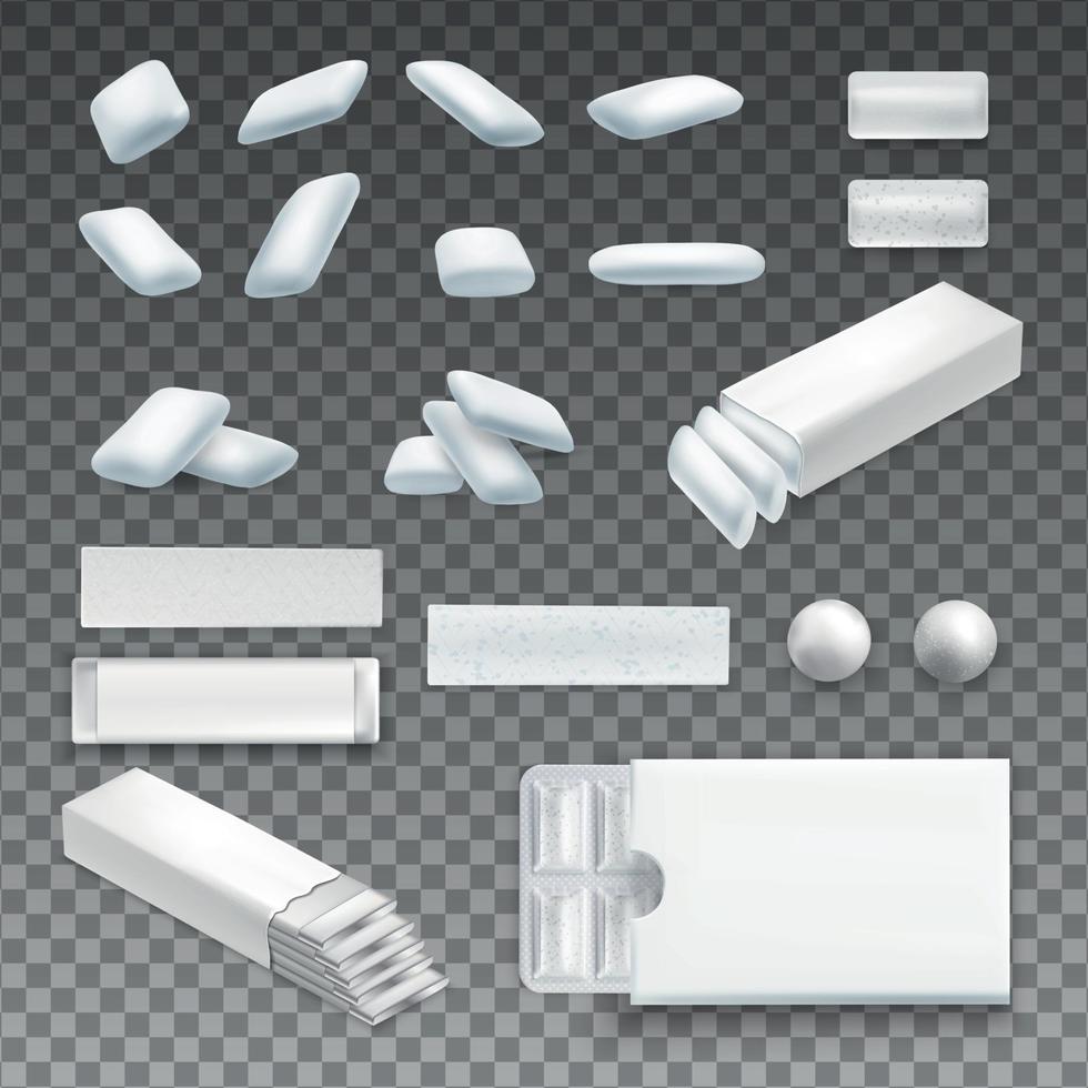 illustrazione vettoriale set trasparente realistico di gomma da masticare