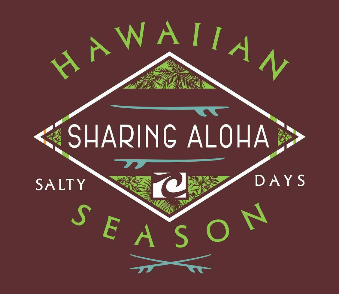 vettore emblema illustrazione, nel Surf indossare stile, arte alludendo per Hawaii. modificabile design per stampa su magliette, manifesti, eccetera.