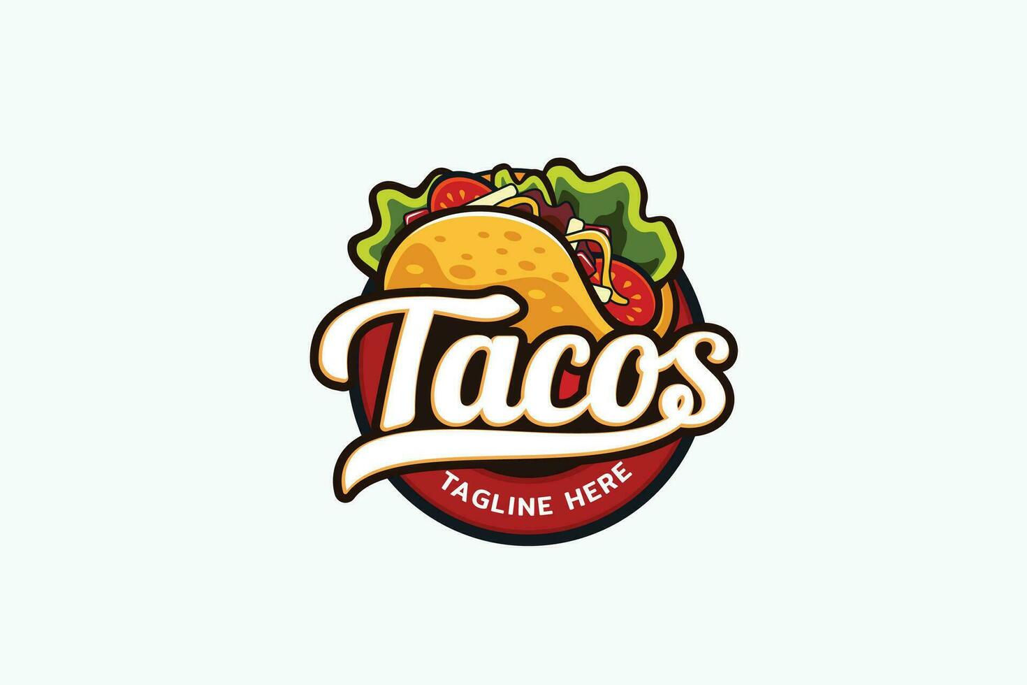 un' taco logo su bianca sfondo. Questo risorsa è adatto per legati al cibo imprese, ristoranti, bar, camion di cibo, particolarmente per messicano cibo. vettore