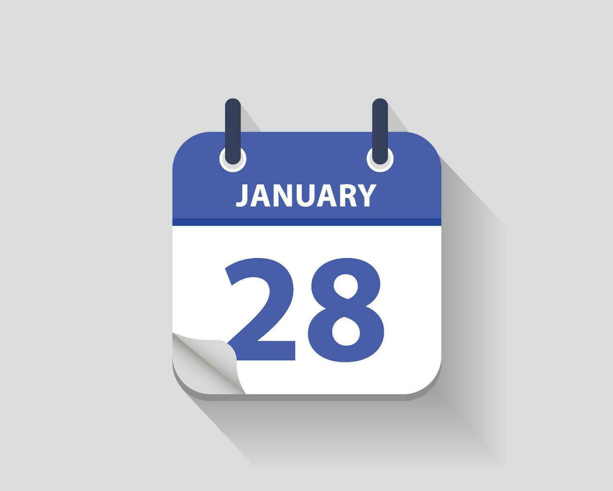 gennaio 28. vettore piatto quotidiano calendario icona. Data e volta, giorno, mese. anno. vettore illustrazione